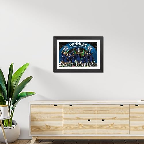 TenorArts Chelsea FC UCL 2021 Moments Laminated Poster Framed Painting with Matt Finish Black Frame (12 inches x 9 inches)