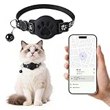 Collier GPS pour chat avec traceur Bluetooth Compatible avec deux systèmes Sans abonnement mensuel Traceur pour animaux de compagnie étanche, léger et réfléchissant Réglable et amovible (19–32 cm)