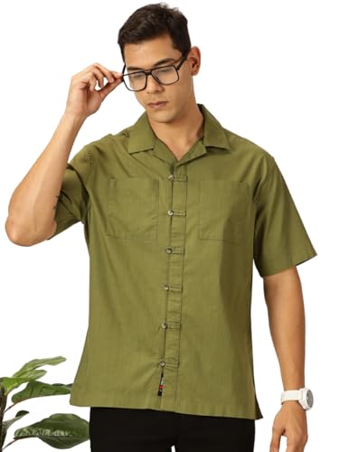 Image of Thomas Scott Men's | Solid | Half Sleeve | Regular Fit | 100% Cotton | Double Pocket | Spread Collar | Casual Shirt