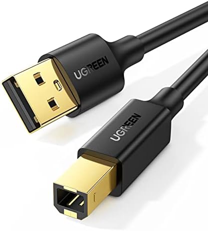 Ugreen 15ft USB 2.0 Printer Cable Scanner A Male to B Male for HP, Canon, Lexmark, Epson, Dell, Xerox, Samsung etc-Black
