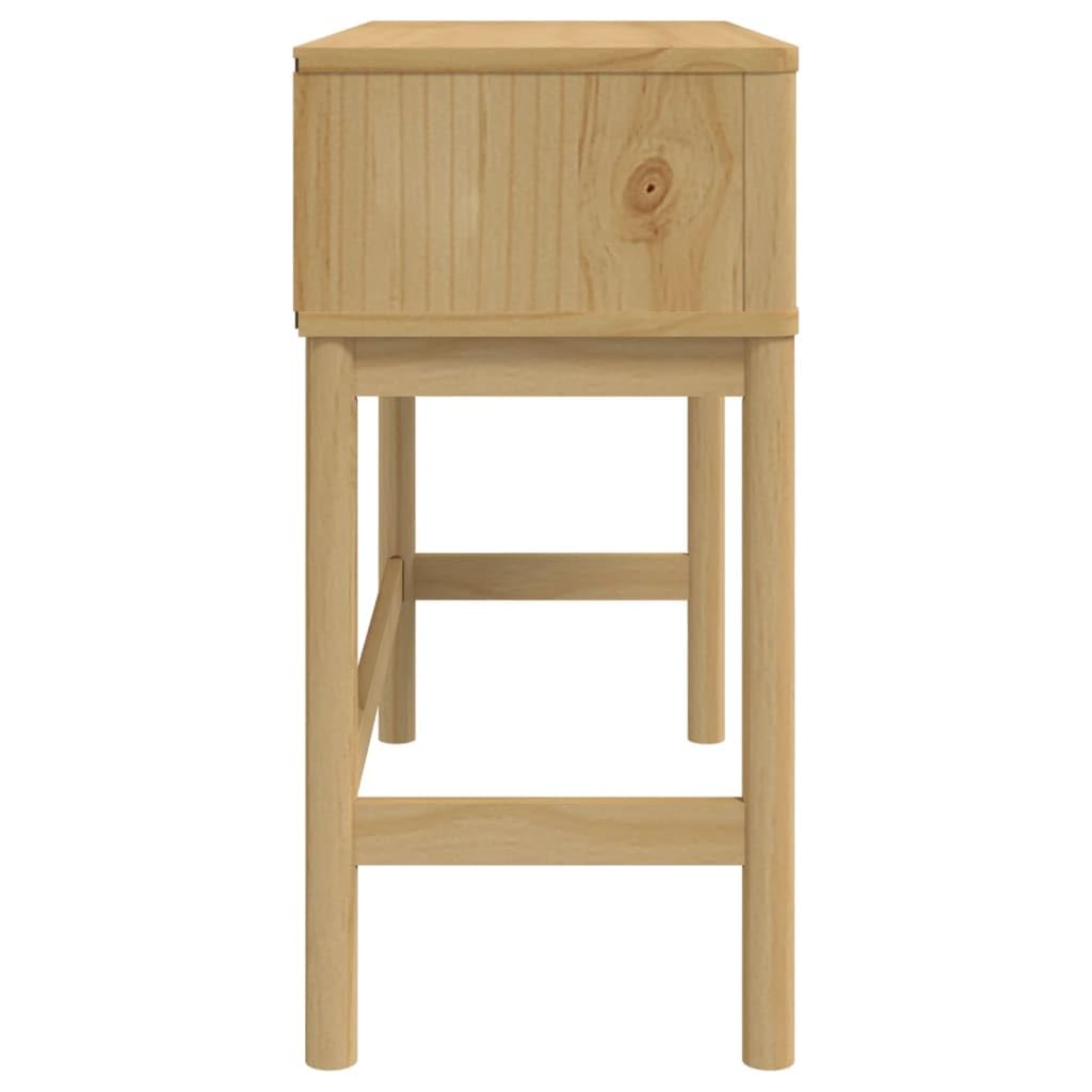 Floro - Tavolo consolle marrone cerato in legno di pino massiccio, 89,5 x 36,5 x 73 cm, con 2 cassetti, tavolino in legno stabile, per soggiorno, corridoio, divano e camera da letto