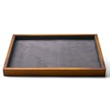 Oirlv Wood Flat Jewelry Tray Stackable Jewelry Drawer Organizer Showcase Jewelry Holder(Grey)