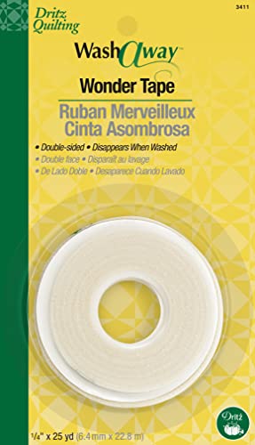 Dritz Wash-A-Way Wonder Tape Double-Sided 1/4 x 25-Yards 1 Roll White