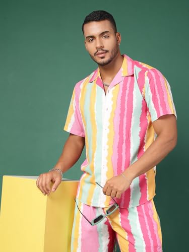 Image of Rigo Men's Rayon Striped Pajama Set Pack of 1 (SET04241037RS-L Multicolour L)