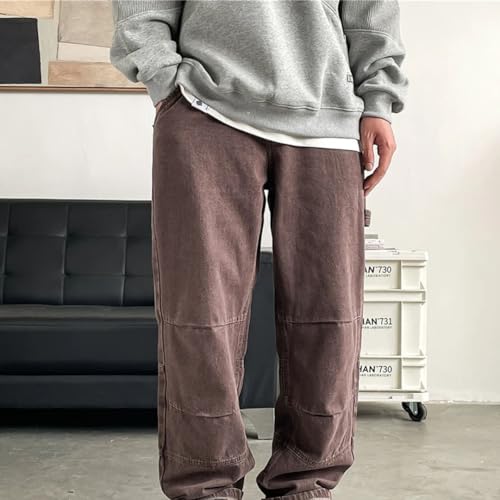 Men’S Streetwear Twill Distressed Straight Cargo Denim Pants Slim Fit Midweight Full Length Casual Wear Jeans4