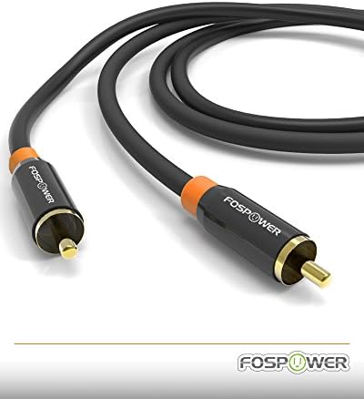 FosPower - Koncentryczny Cyfrowy Kabel Audio | Pozłacany | Koncentryczny Kabel Audio Do Cyfrowego Audio S/PDIF | Kompozytowy Kabel Wideo, Kino Domowe, HDTV, Subwoofer, Systemy Hi-Fi | 90cm