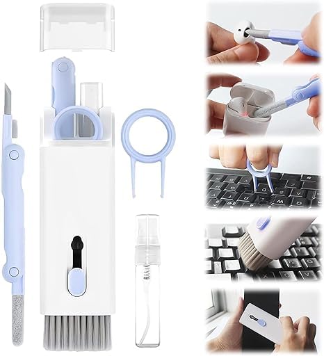 Image of 7 in 1 Multi-Function Laptop Cleaning Brush /Keyboard Cleaning kit /Gadget Cleaning kit Gap Duster Key-Cap Puller for Laptop,Monitor,Keyboard and Earphones with Spray Bottle