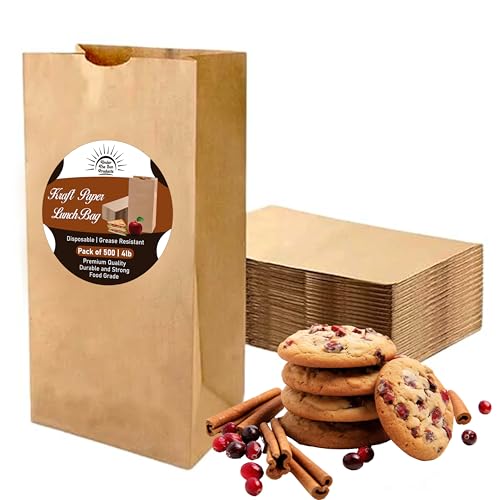 Under the Sun Products -4lb Brown Kraft Paper Lunch and To Go Bags - Pack of 50ct