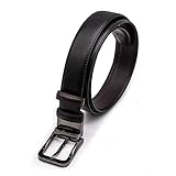 Various Cinturón Hombre, Cinturón Reversible de Piel Cuero 30MM, Un Hebilla Girada para 2 Colores con Caja Regalo(negro liso 130cm)