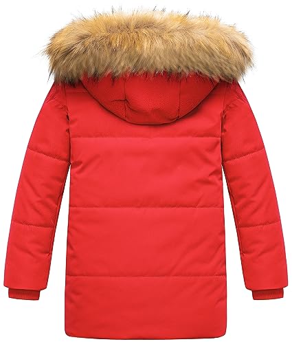 Image of CREATMO US Boy's Sherpa Long Parka Winter Coat Thicken Water Repellent Puffer Jacket With Removable Faux Fur Hood