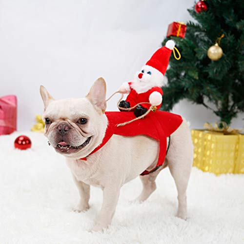 ULTECHNOVO Cachorro Santa Fantasia de Natal Vaqueiro Montando Cavalo Roupa Roupa AdorÃ¡vel Vestir Ro