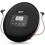 HOTT 711T Tragbar CD Player Bluetooth 5.0 - Wiederaufladbarer tragbarer discman mp3 cd Player - Reisen und im Auto mit Stereo-Kopfhörern und Anti-Erschütterungsschutz - Schwarz