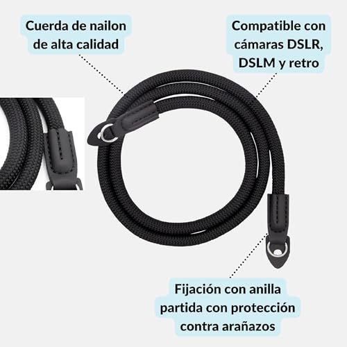 Correa cámara estilo cuerda anticaída de nailon para cámaras analógicas y réflex 3