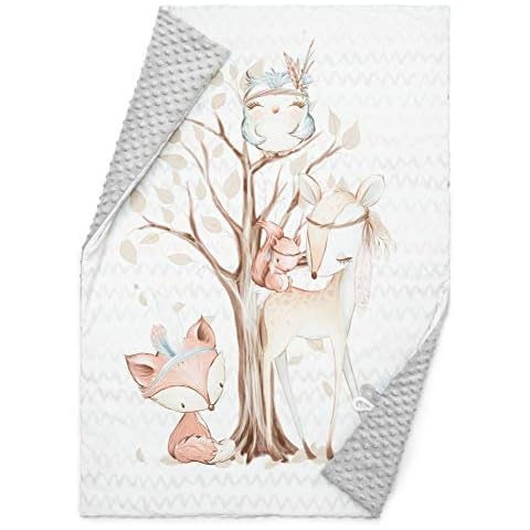 EliMeli BABYDECKE Kuscheldecke Krabbeldecke Premium Babybettwäsche Baumwolle super weichem Minky Polar Fleece Füllung 75x100 beste Qualität Öko-Tex-Zertifikat Made in EUROPE Cover