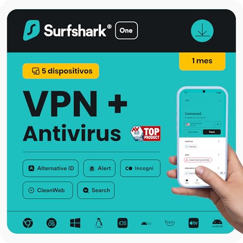 Surfshark One, VPN, Antivirus, 1 Mese, Código Digital