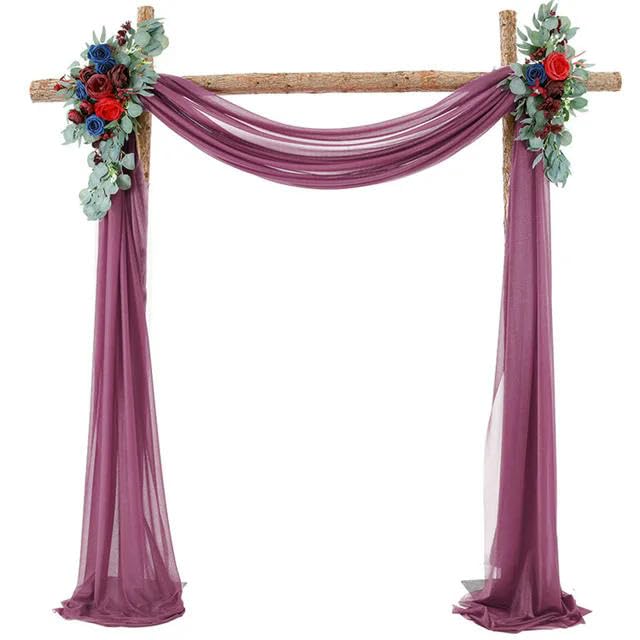 Hochzeitsbogen Stoff Hochzeit Decke Vorhänge Bogen Hintergrund Chiffon Stoff Gaze-Volant Vorhänge für Party Zeremonie Pograph Shooting Dekoration