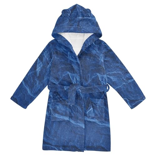 GuoChe Bathrobe For Kids Girls Dark Royal Blue Slate Slab Hooded Pajama