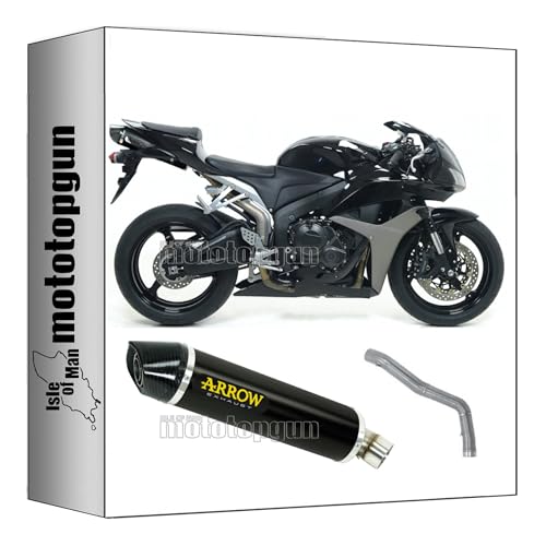 71712AKN + 71354MI scarico completo omologato open arrow indy-race in alluminio nero con fondello in carby compatibile con honda cbr 600 rr 2007 2008 mototopgun 71712akn + 71354mi