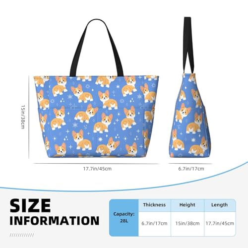 Waterproof Sandproof Beach Bag Kawaii Corgi Swim Large Tote Pool Bag For Women With Zipper3