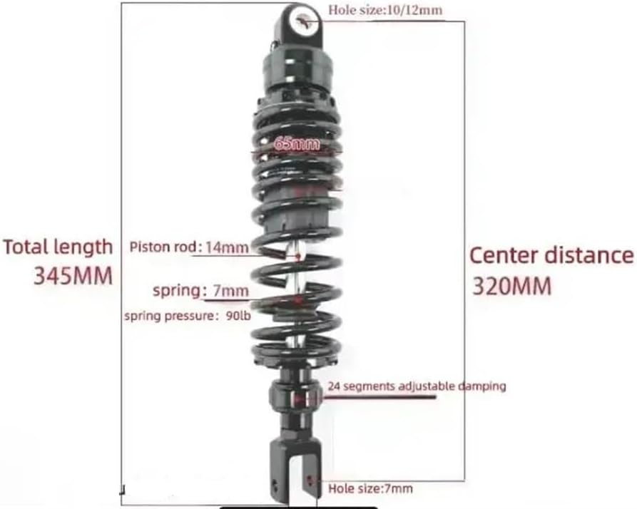 Bike Rear Shock Motorcycle 320MM Adjustable Pressure Rear Shock Damper Rear Spring Shock Absorber Universal