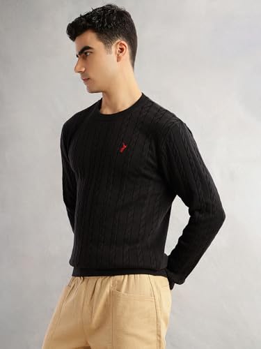 Image of Thomas Scott Men's | Regular Fit | Long Sleeves | Round Neck | Self Design | 100% Cotton | Knitted | Pullover | Sweater