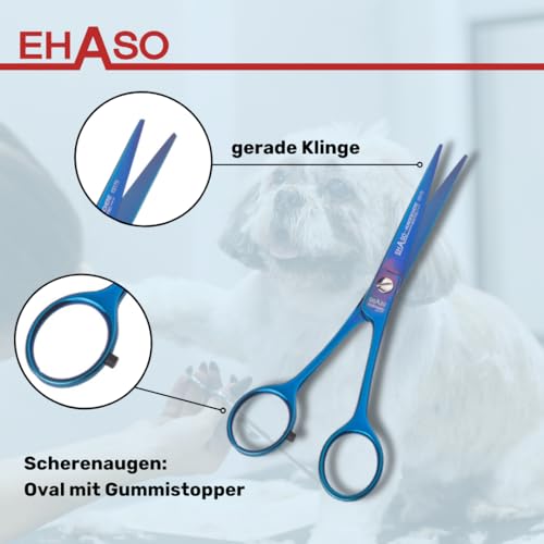 EHASO Hochwertige Gerade Hundeschere aus Titan - Rostfrei & Langlebig - 17cm - Fellschere für Hunde - Profischere für Jede Art von Fell direkt Solingen