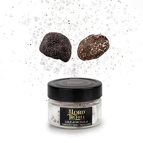 Lord Truffle | Sale delle Saline Siciliane con Tartufo Nero Italiano Pregiato 120g, Sale al Tartufo Gourmet con Vero Tartufo Nero, Condimento per Primi Secondi Piatti, Alta Qualità 100% Italiana