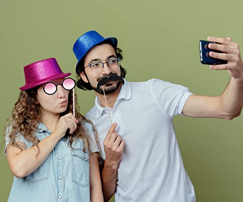 Medoore 70's Photo Booth Props, 1970s Disco Throwback Party Theme Decorations, 20 Pieces with Wooden Sticks for Hippie, Disco Fever, Woodstock Party