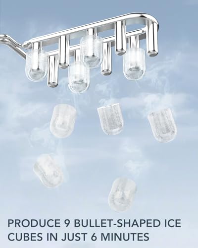 Image of Ice Maker Countertop, Efficient Easy Carry Ice Machine, Self-Cleaning Ice Maker with Ice Scoop & Basket, 9pcs / 8mins 26.6Lbs Per Day for Home /Office /Kitchen,Green