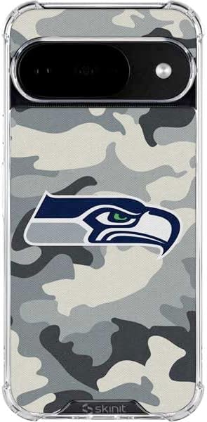 Skinit Clear Phone Case Compatible with Google Pixel 10 - Officially Licensed NFL Seattle Seahawks Black & White Design