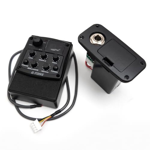 Acoustic Guitar Pickup EQ Preamp System – Piezo Pickup, 3-Band Equalizer, Tuner & Phase Control for Clear Natural Sound