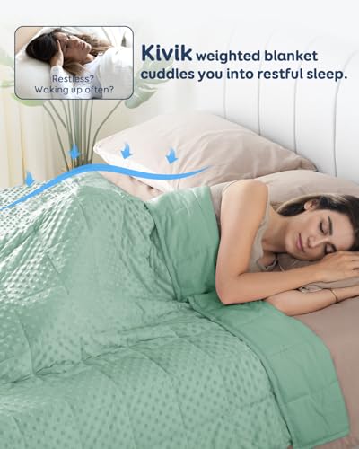 Image of Kivik Breathable Weighted Blanket for Adults, 20lbs Ultra Soft Minky Dot Heavy Blankets, Reversible Cooling and Warm Blanket for All Seasons, Machine Washable, 60 inchx80 inch Queen Size, Sage Green