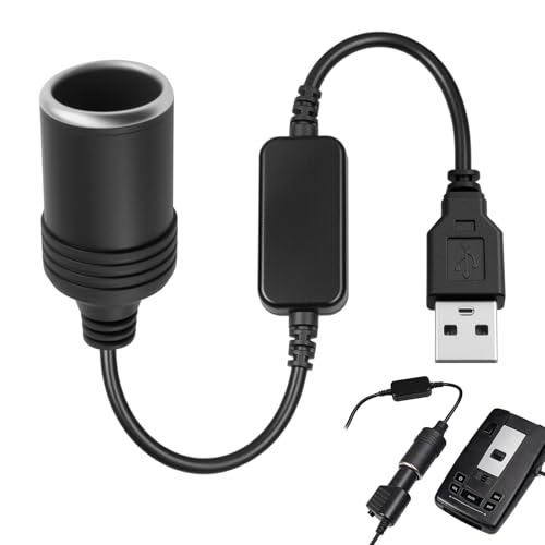 USB C a Encendedor de Cigarrillos, 5V a 12V Cargador USB de Encendedor del Coche Zócalo, Cable Adaptador de Tipo C a Encendedor de Cigarrillos para Grabadora de Automóviles, Espejo Retrovisor
