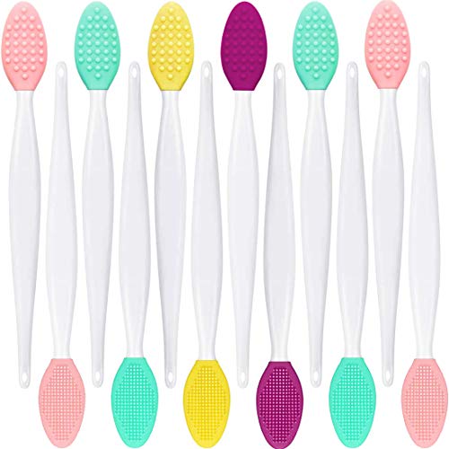 12 Pcs Lip Scrub Brush, Silicone Lip Scrub Double-Sided Tool for Smoother and Fuller Lip Exfoliator