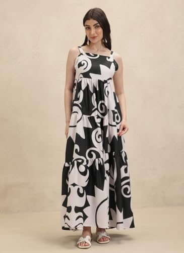 Image of GRECIILOOKS Women's Printed Long Maxi Dress | Sleeveless Layered Dress for Summer Styling | Elegant Boho Dress for Women | Casual Beach Vacation Maxi Outfit