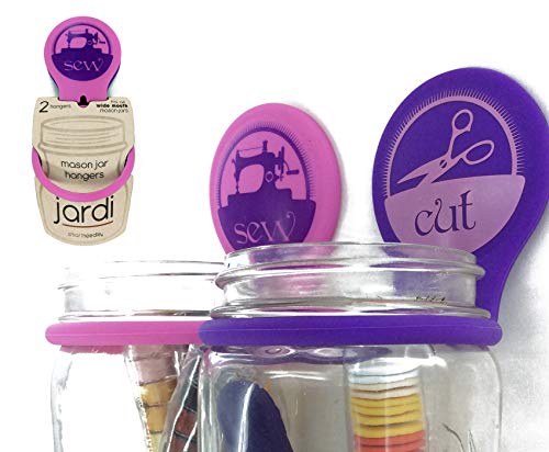 Jardi Mason Jar Hangers | Turn a Mason Jar into a Beautiful Sewing or Craft Caddy | Hangs Jars on The Wall, it is Removable and Functional | A Wonderful Gift for Every Art and Craft Lover