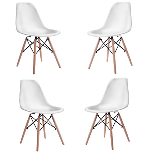 COSTWAY Dinning Chair Set of 4, Mid Century Modern Eiffel...