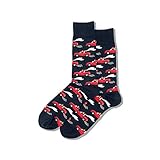 Hot Sox Men's Wedding Bliss Novelty Casual Crew Socks, Just Married (Navy), Shoe Size: 6-12