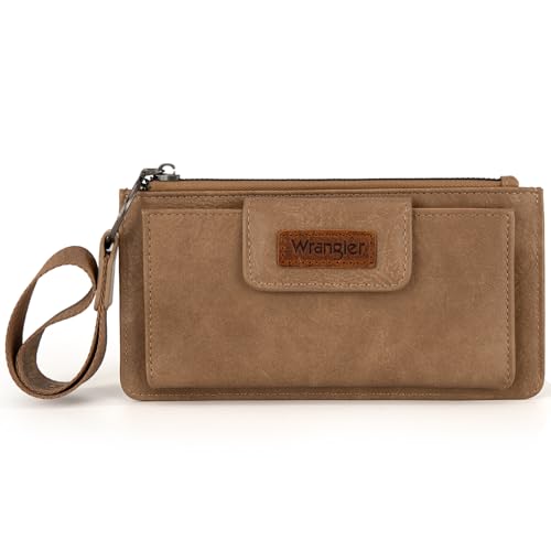 Image of Montana West X Wrangler Wallet for Women Ladies Female Card Cases & Money Organizers Wristlet with Wallet Large Clutch with Coin Purse Smooth Zipper and Rfid Lining