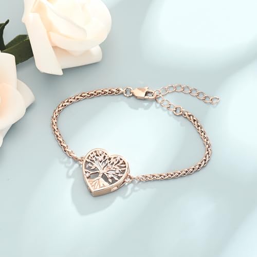 shajwo Cremation Jewelry Tree of Life Heart Urn Bracelet for Human Ashes for Women Men Adjustable Memorial Keepsake Link Bracelet4