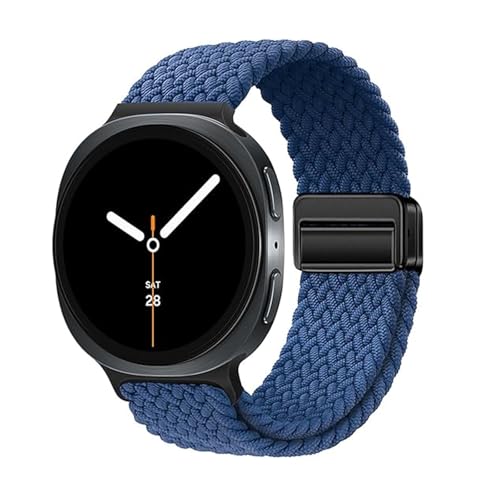 Image of Magnetic Braided Band for Samsung Galaxy Watch 9 8 40mm 44mm, Galaxy Watch8 Classic 46mm, One Click No Gap Elastic Stretchy Nylon Fabric Sport Strap for Women Men (Cool Blue)