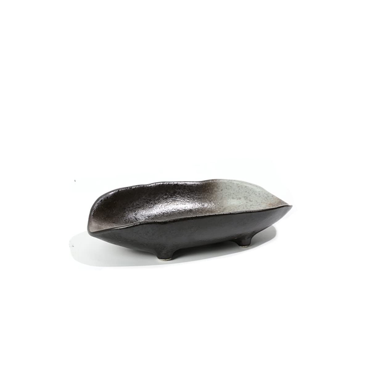 Black Ceramic Boat Vase for Ikebana & Arrangements