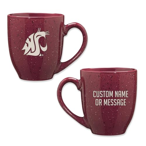Image of Rico Industries NCAA Washington State Cougars - WSU Maroon Personalized 16 oz Team Color Laser Engraved Speckled Ceramic Coffee Mug