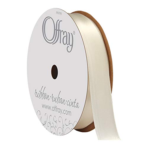 Image of Offray 061558 5 /8 inch Wide Single Face Satin Ribbon, Antique White Ivory, 6 Yds