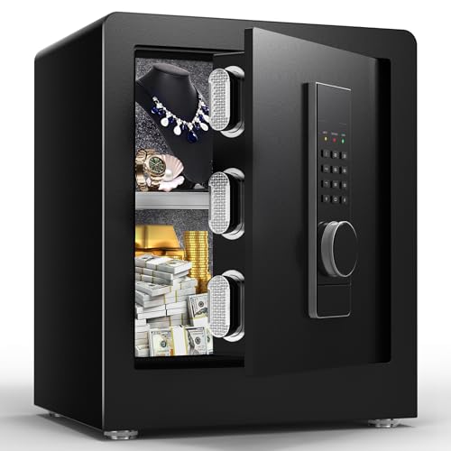 Marcree Safe Box with Fireproof Waterproof Bag, 2.0 Cuft Digital Steel Safe with Dual Alarm System, Heavy Duty Security Home Safes with Hidden Compartment & Adjustable Shelf for Money Cash Valuables