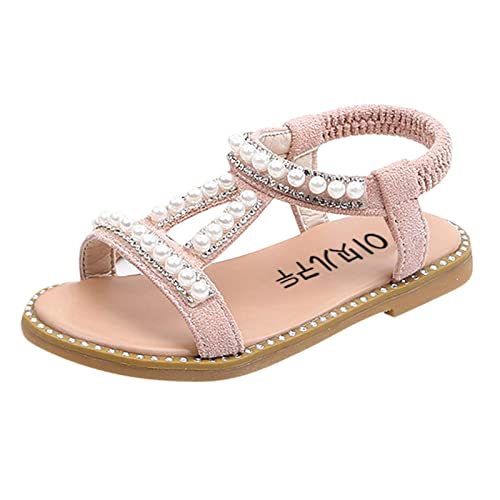 Little Girl Sandals Infant Single Girls Pearl Roman Baby Crystal Princess Kids Sandals Shoes Toddler Baby Shoes (Pink, 10 Little Kid)
