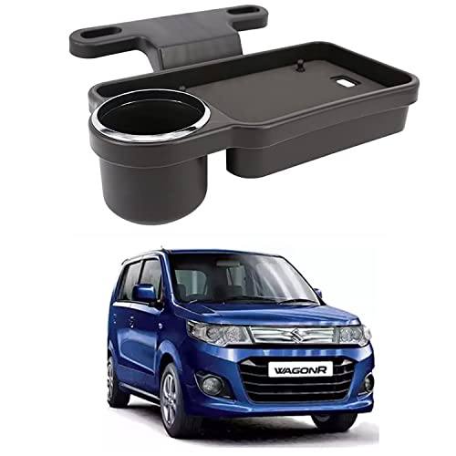 Image of Oshotto (FT-04) Foldable Car Auto Headrest Rear Back Seat Table Drink Food Cup Tray Holder Compatible with Maruti Suzuki WagonR 2010-2026 - Black