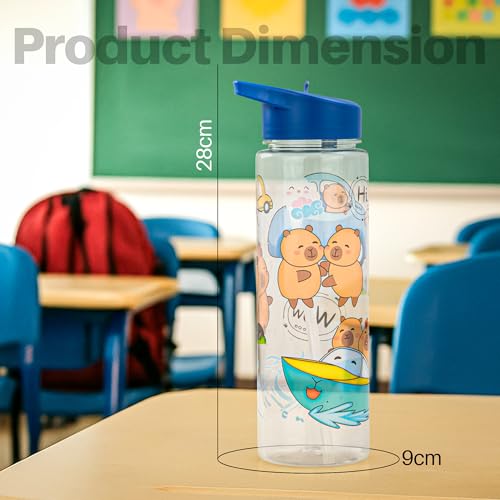 Image of BAYBEE 600 ML Chubby Drinking Water Bottle for Kids | Bpa Free Baby Sipper Bottle with Flip Straw & Carry Handle | Toddlers Leak Proof Sipper Water Bottle for Kids 1 to 12 Years Boys Girls (Blue)
