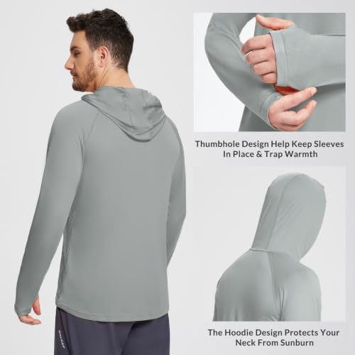 baleaf Mens Fishing Sun Shirts Long Sleeve Rash Guard Hoodies