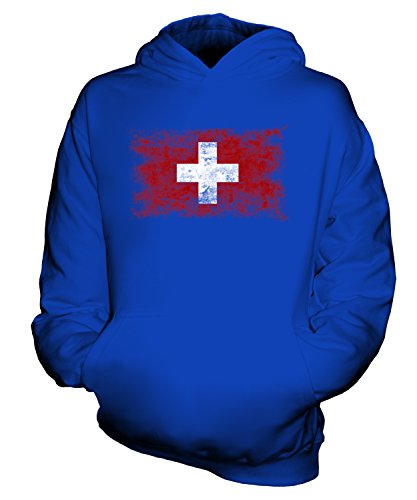 Sweat à capuche enfant drapeau suisse délavé pour un confort thermique optimal